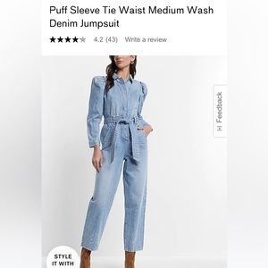 Puff Sleeve Denim Jumpsuit